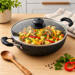 NDuraa Non-Stick Kadai with Lid Large