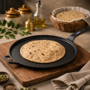 NDuraa Cast Iron Pre Seasoned Flat Tawa (280mm)